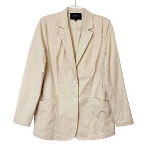 Lafayette 148 Blazer Jacket Women’s Size‎ 10 Beige Stripe Longline